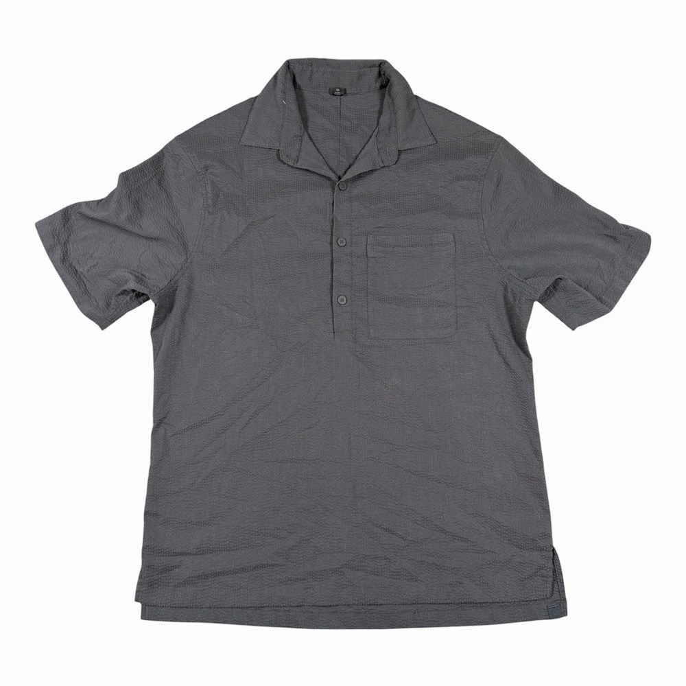 Lululemon Polo Shirt Mens Seersucker Street Lite Popover Textured Pocket Gray S